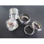 Five silver napkin rings, approx 1.7 troy oz
