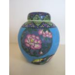 An oriental ginger jar with clossonie style decoration signed to base 19cm tall, no obvious damage