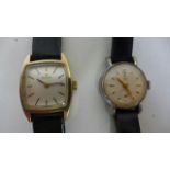 A solid 9ct gold ladies Omega wristwatch in Omega box, together with a ladies Tudor Royal