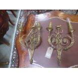 A pair of ornate two branch wall lights - 40cm high