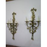 A pair of good quality three branch wall lights 85cm high