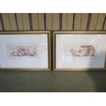 Three of Bartolozzi style prints dated 1807 one featuring putti playing with the sphinx and a