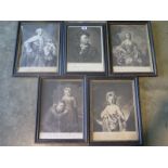 Five 18th century engraved print portraits, including two by John Faber, all approx 42cm x 32.5cm