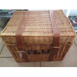 A Fortnum and Mason wicker basket, 67cm W x 50cm D x 50cm H