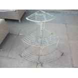 A vintage bow-fronted green metal corner plant stand - approx 74cm H