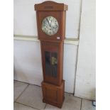 An oak chiming spring driven Granddaughter clock, 167cm tall, running order