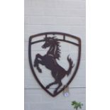 An old style metal Ferrari car sign - 46cm W x 56.5 cm H