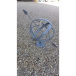 A hand forged wrought iron 40cm diameter armillary sphere sundial - 61cm W x 71cm H