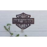 An old style metal Harley Davidson sign - 57cm W x 44.5cm H