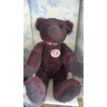 A Steiff Bordeaux Burgundy Alpaca Bear with growler mechanism - 32cm, Alpaca - limited edition,