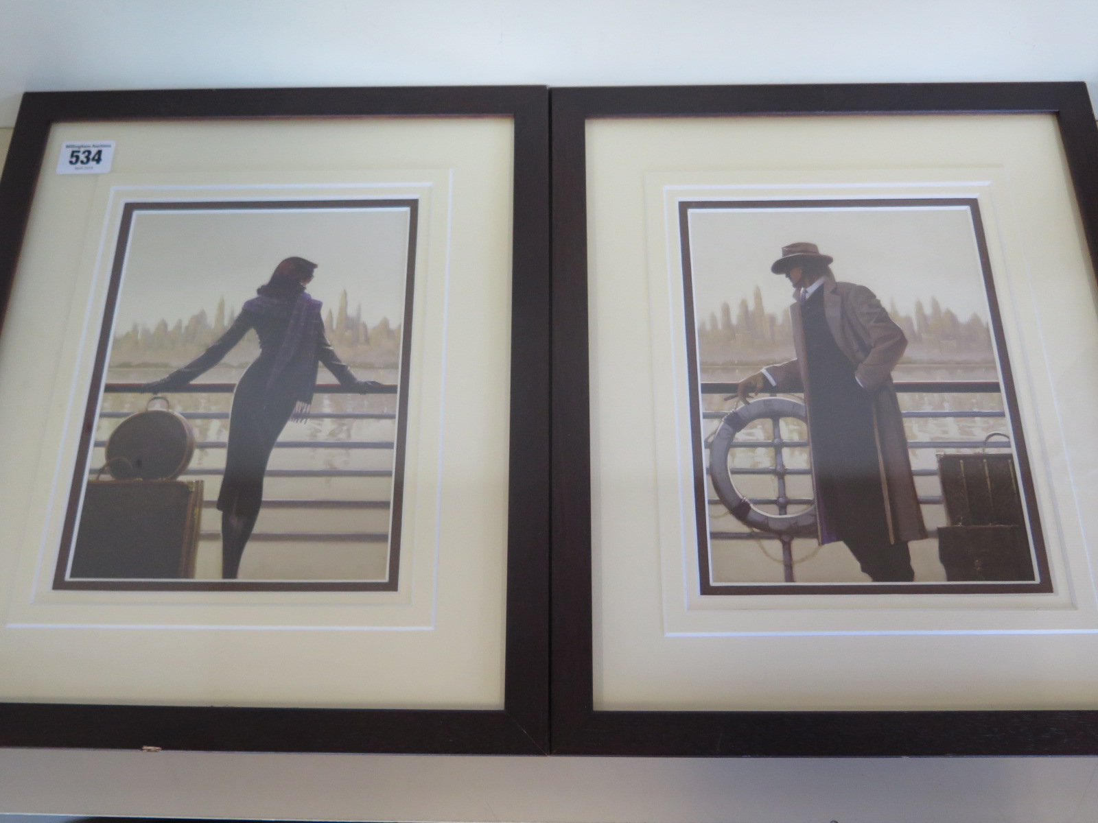 A pair of framed prints, port of call, by Brent Lynch - 31cm x 36cm