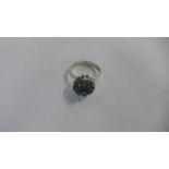 A 14ct white gold and emerald ring, size M, approx 2.6 grams, in good condition