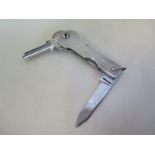 An unusual silver folding key holder and penknife London 1938/39 maker C and C, 8cm long, closed