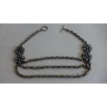 A moonstone and silver necklace, approx 38cm long, approx 2.6 troy oz