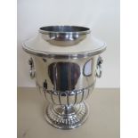 A silver plated ice bucket wine cooler 26cm tall, small dent to inner otherwise good