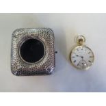 An 18ct gold plated pocket watch Elkington and Co Ltd, with silver fronted cased watch holder, the