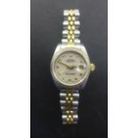 A ladies Rolex Oyster perpetual datejust bi metal wristwatch with jubilee bracelet - model 69173 -