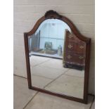 An over mantle mirror, mahogany, in good condition, no marks to the glass, 91cm x 70cm