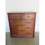 A Victorian mahogany five drawer chest, 118cm H x 118cm x 52cm