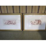 Three Bartolozzi style prints dated 1807 one featuring putti playing with the sphinx and a