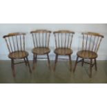 A set of four early 20th century penny seat chairs, in good condition