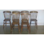 A set of six late 19th century elm stick back chairs in good clean restored condition