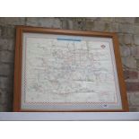 A framed 17.5x22.5 inch original 1947 London No1 Trolley Bus and Tram routes map