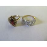 A 9ct gold dress ring, marked 375 set with small diamonds, size L, approx 2.8 grams, and a gilt