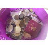 A small collection of British coinage including some international coins, approx 1 troy oz in