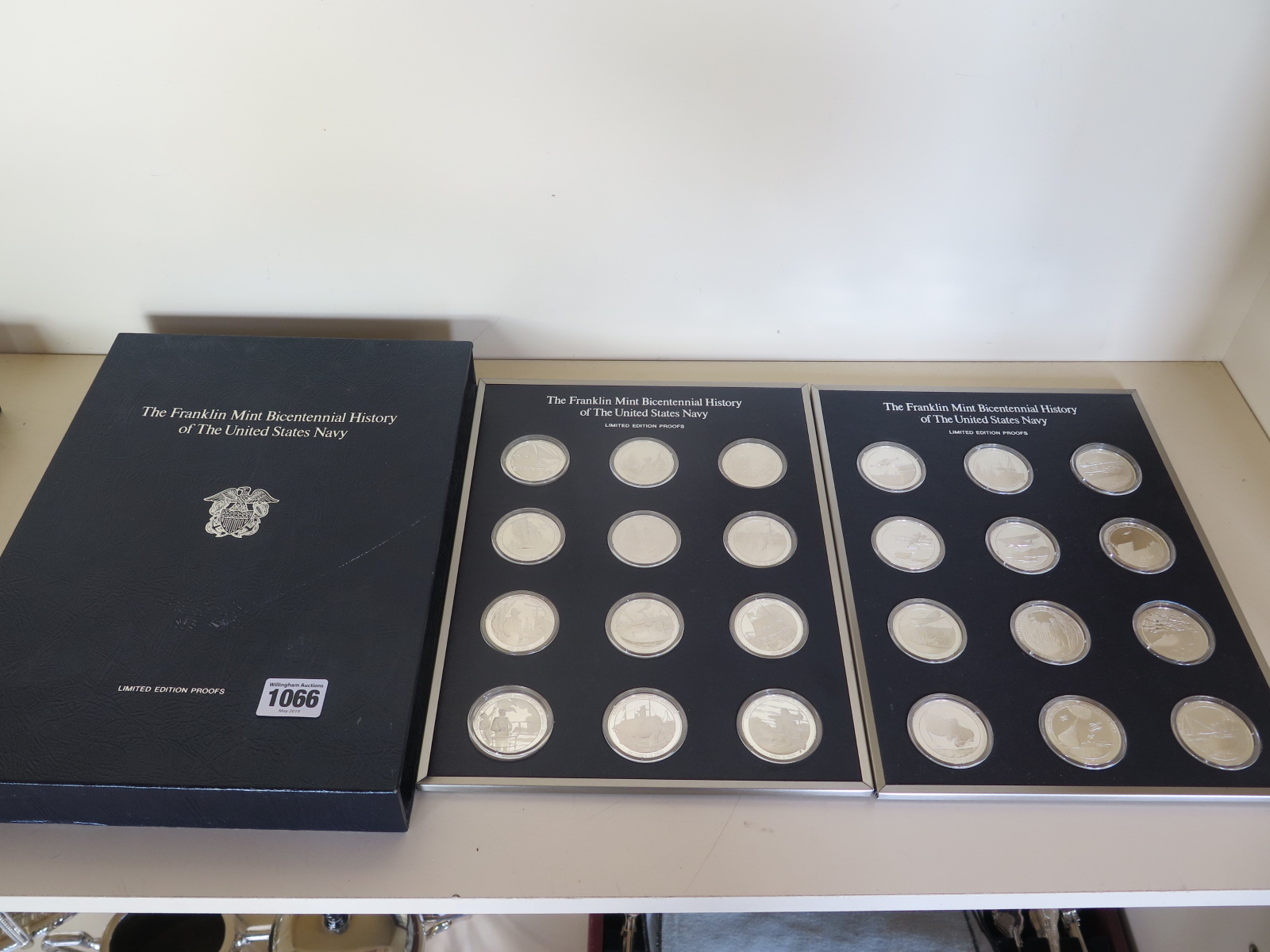 Franklin Mint Bicentennial History of the United States Navy, twenty-four silver proof coins in