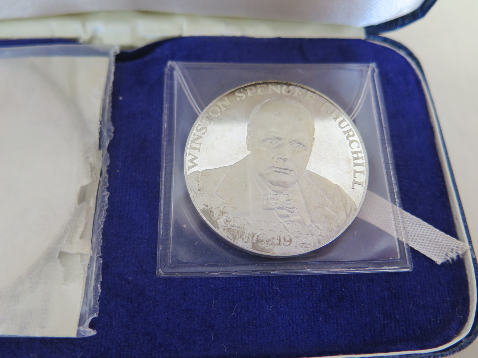 A boxed set of silver proof sterling Winston Churchill, coins, approx 3.5 troy oz, one still - Image 2 of 2