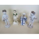 A Staffordshire figurine of a flower girl, approx 18cm H, together with a Nid Nod judge figurine and