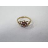 A 9ct gold garnet ring, size K, approx 1.7 grams, in good condition, but with some usage marks