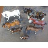 Six Beswick horses, largest 25cm high, also another figurine of a horse, overall in good condition