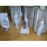 Four Lladro figurines including - The Wanderer - approx 21cm high, all with original boxes, in good