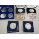 Eight commemorative silver proof crowns, approx 7.2 troy oz