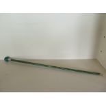 A shagreen and malachite walking cane, 82cm long, generally good condition