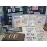 Four stamp albums, quantity of loose stamps and first day covers, albums of post cards, photographic