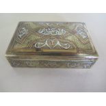 An Eastern brass inlaid desk box, 5cm tall x 16cm x 10cm