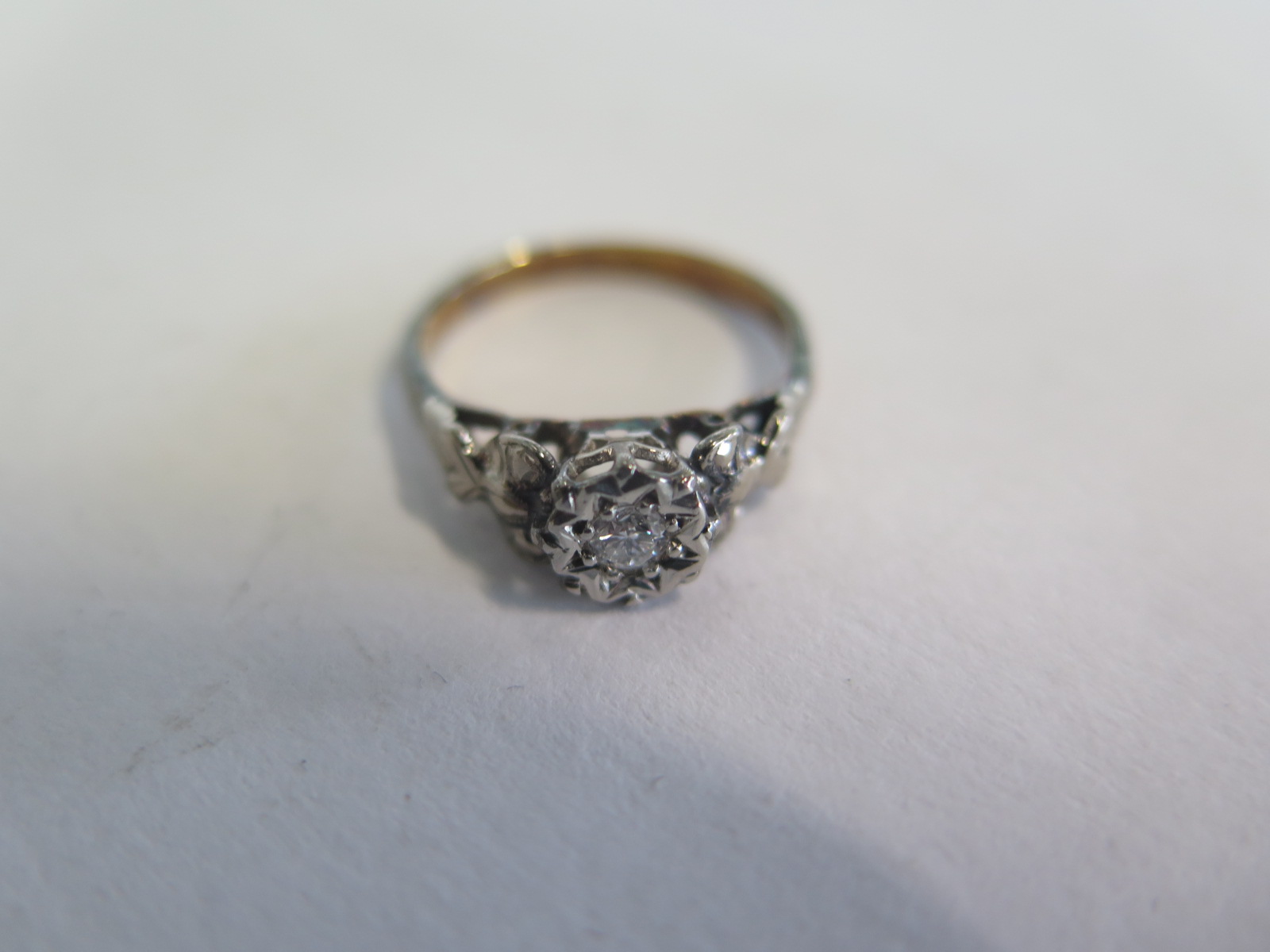 A yellow gold diamond solitaire ring, size L, approx 2.5 grams, diamond bright, generally good