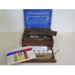 A 1930s G Rowney ad Co artists Colourmen artist box, with lower drawer and some of its original