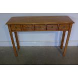 A birch five drawer hall table - 77cm tall x 108cm x 31cm - made by a local craftsman to a high