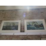 A pair of framed and glazed lithographs, Marine scenes with Arts Guild blind stamp, signed in pencil