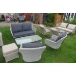 A Bramblecrest Sample two seater sofa with two sofa armchairs and coffee table, ex-display