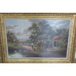 An oil on canvas of farmyard scene, by Etty Hrton 1884-1918, in the style of Constable with gilt