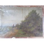 A 19th century oil on canvas, landscape scene, signed SS Holland, approx 36cm x 54cm - unframed,