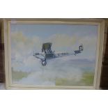 An acrylic on canvas, Aviation painting signed Noel A Bray - frame size 46cm x 62cm - in good