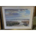 John Glover watercolour Labrax beach Scotland, dated 96 - in a gilt frame, 74cm x 87cm