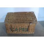 A vintage wicker laundry basket, 76cm wide