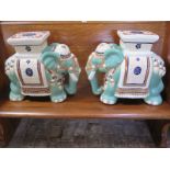 A pair of decorative garden ceramic seats in the form of elephants - 43cm high